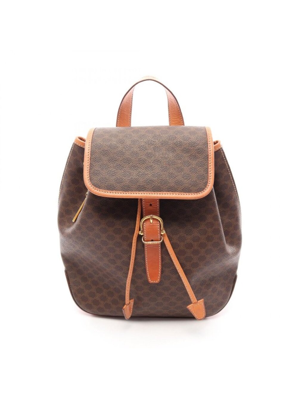 Celine Backpack Macadam Brown Dark Canvas Leather